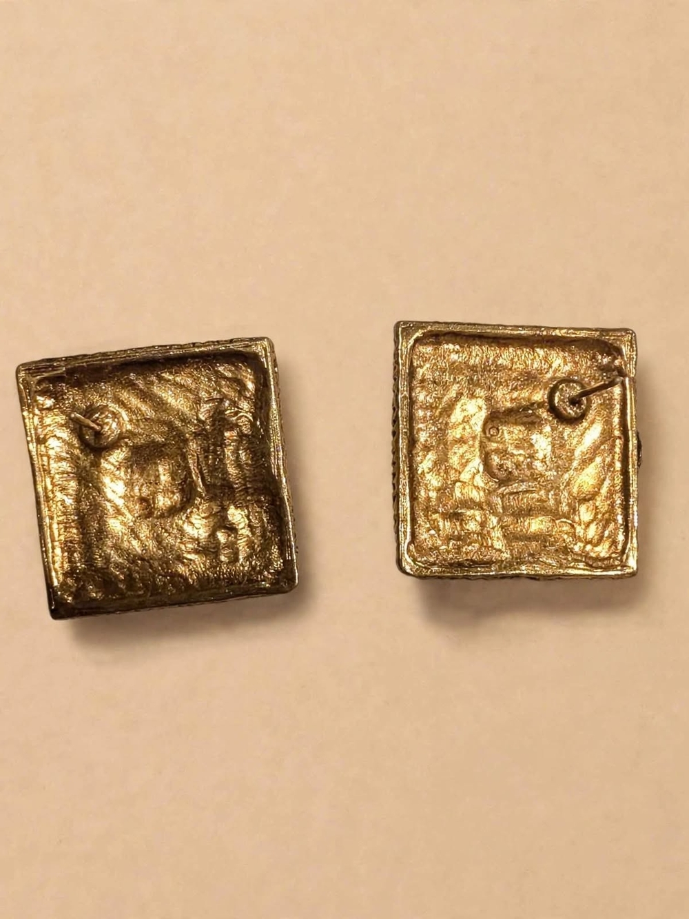 Tribal Brass Stud Earrings Spiral Dhokra Style - Picture 2 of 3